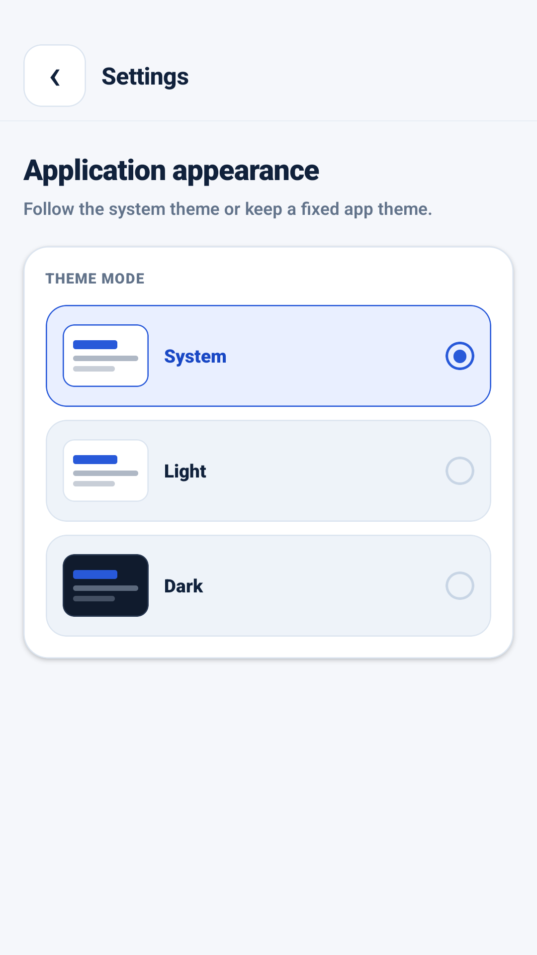 Configurações do tema do AppMetrica Viewer